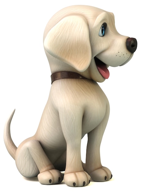 Zabawny 3D kreskówka biały labrador retriever