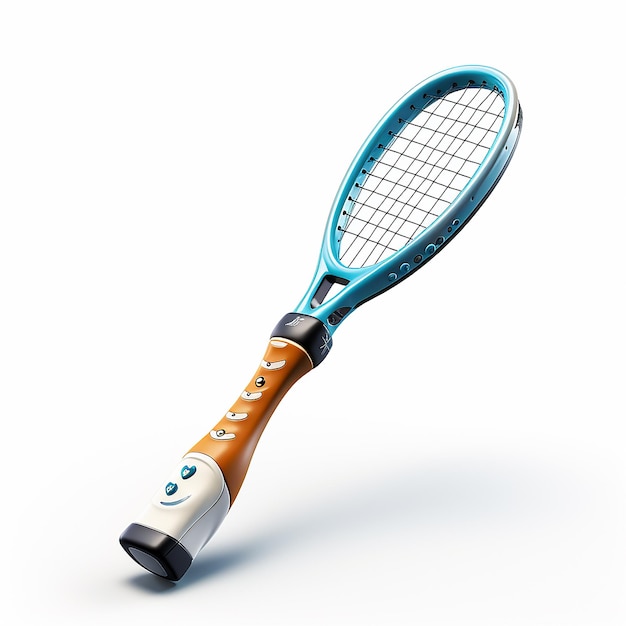 Zabawny 3D kreskówka rakieta tenisowa na białym tle