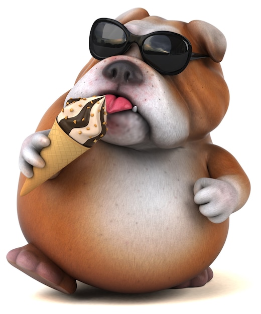 Zdjęcie zabawny buldog - ilustracja 3d