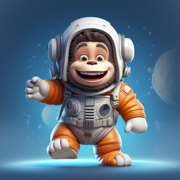 Zabawny charakter astronauty w skafandrze kosmicznym ładny i kości słoniowej