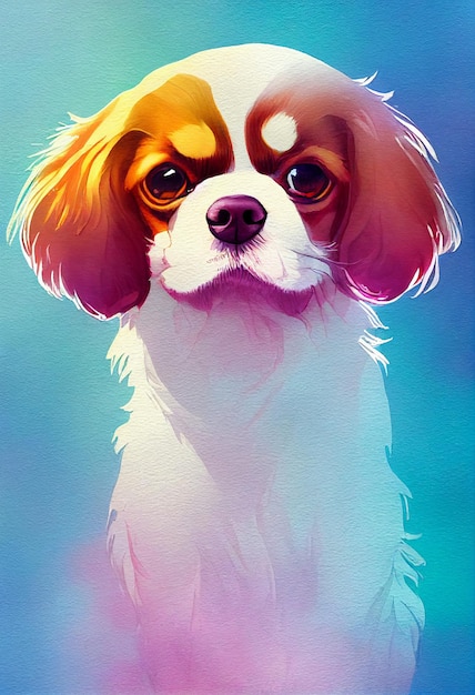 Zabawny godny podziwu portret headshot ładny piesek cavalier king charles spaniel pies rasy szczeniak stojący