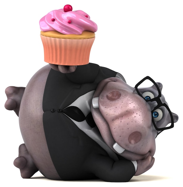 Zabawny hipopotam - ilustracja 3D
