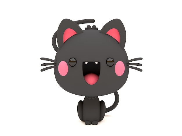 Zabawny i uroczy 3D Halloween Czarny kot w stylu Kawaii