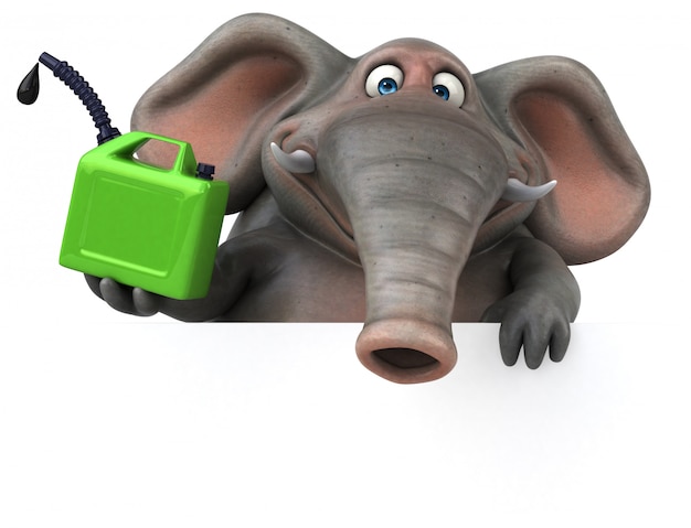 Zabawny ilustrowany słoń 3D z butlą z gazem