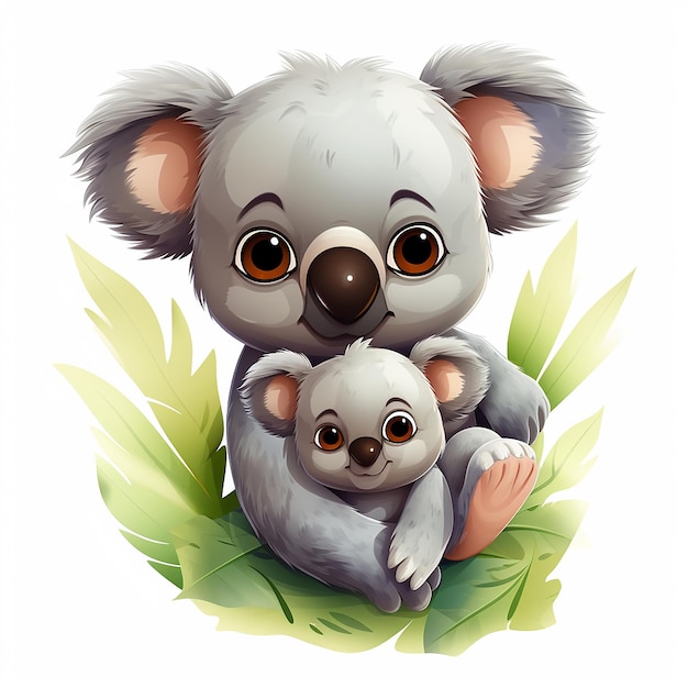 Zdjęcie zabawny koala na plecach matki