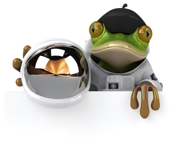 Zabawny kosmonauta żaba z kreskówki 3D