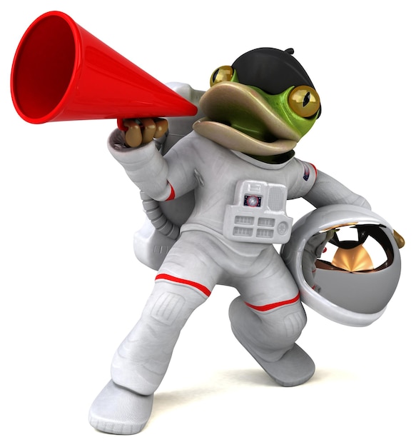 Zabawny kosmonauta żaba z kreskówki 3D