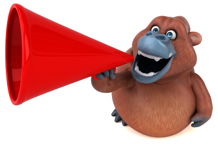 Zdjęcie zabawny orangutan - ilustracja 3d