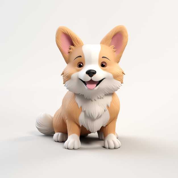 Zdjęcie zabawny pies corgi 3d ilustracja izolowana na białym tle