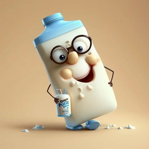 Zabawny postać z kreskówki mleka