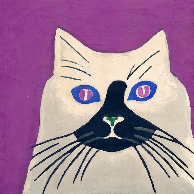 Zabawny retro kot miłośnik zwierząt ilustracja kwadratowa sztuka do druku