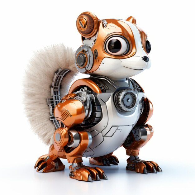 Zabawny wiewiórka robot robota zwierzę odizolowane na białym tle