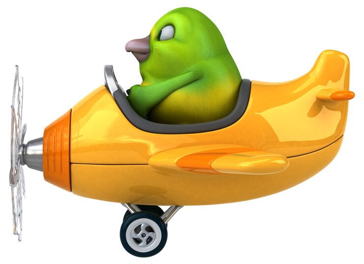 Zdjęcie zabawny zielony ptak - ilustracja 3d