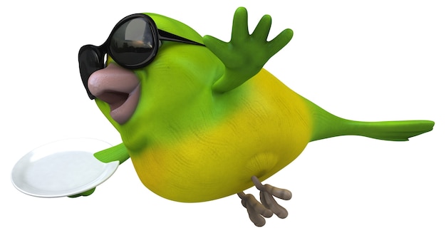 Zabawny zielony ptak - ilustracja 3D