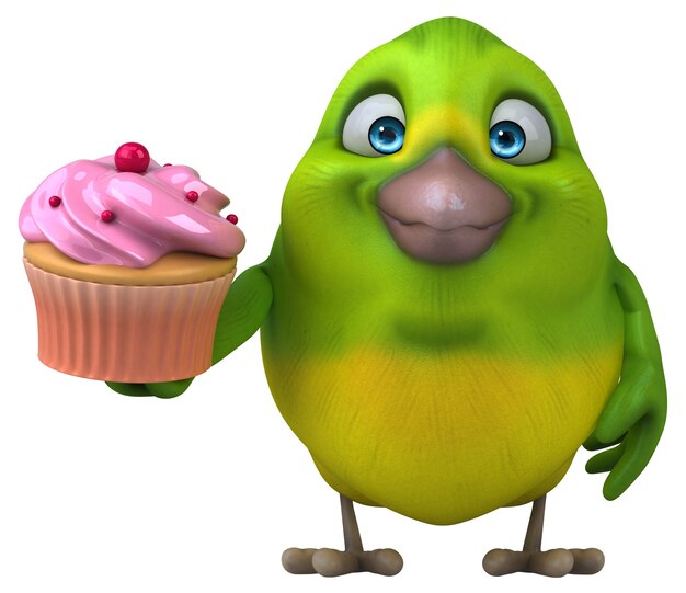 Zabawny zielony ptak - ilustracja 3D