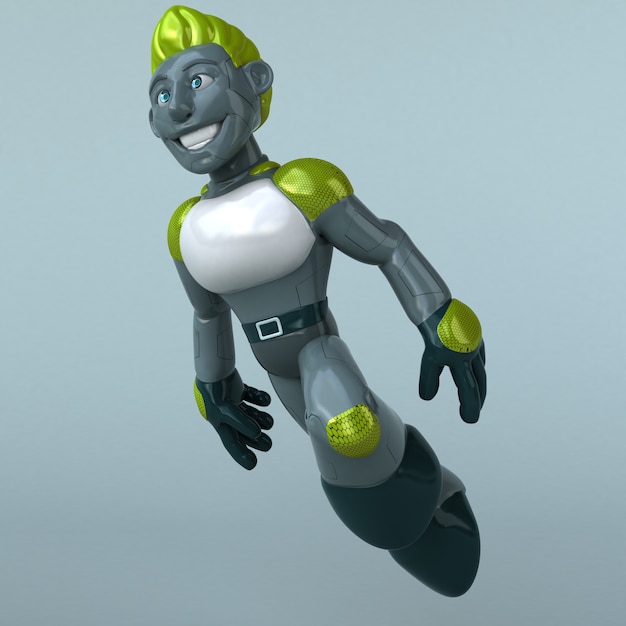 Zabawny zielony robot - postać 3D