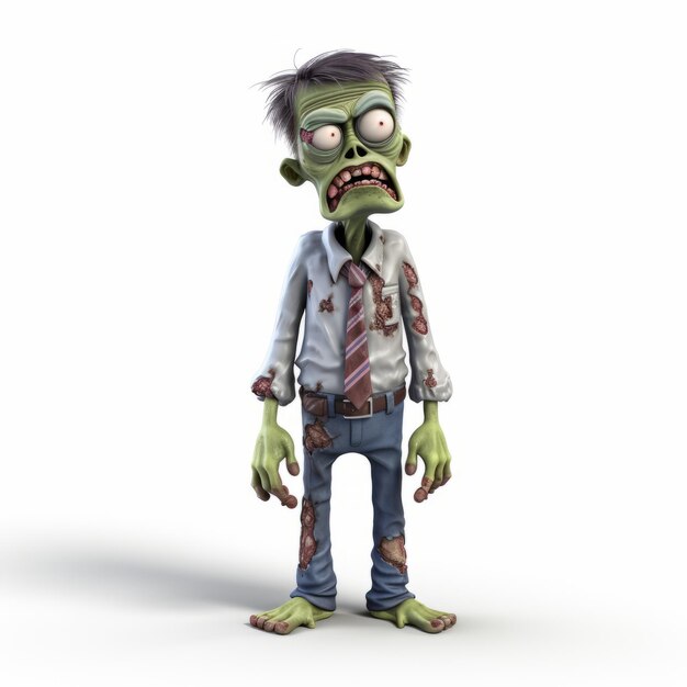 Zdjęcie zabawny zombie o niskiej rozdzielczości chodzący z silnym wyrazem twarzy