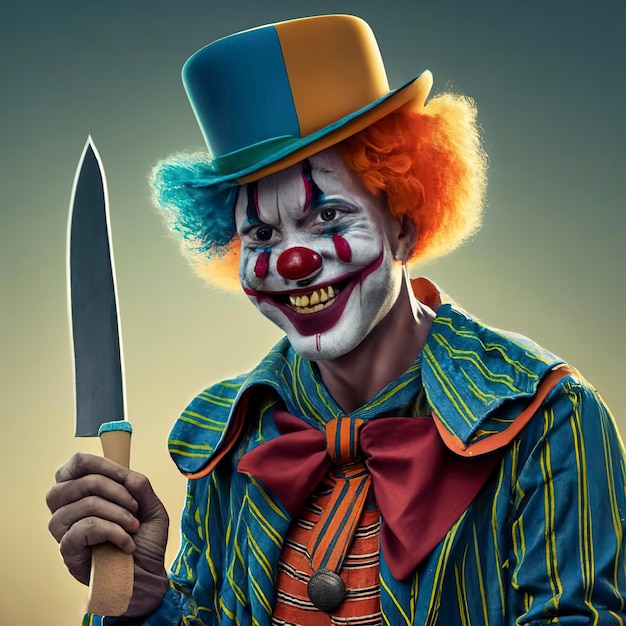 Zabójczy klaun z nożem dumny z siebie