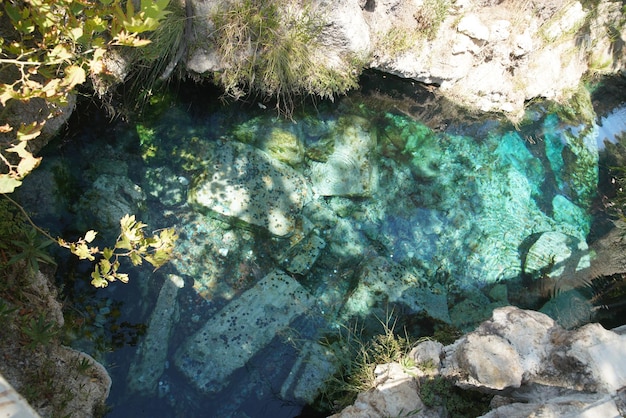 Zabytkowy basen w starożytnym mieście Hierapolis w Pamukkale Denizli Turkiye