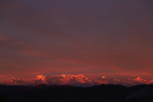 Zachód słońca Krajobraz Himalaya