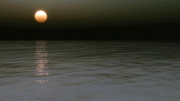 Zachód słońca lub wschód słońca ilustracja 3D tło naturalne Zachód słońca i morze