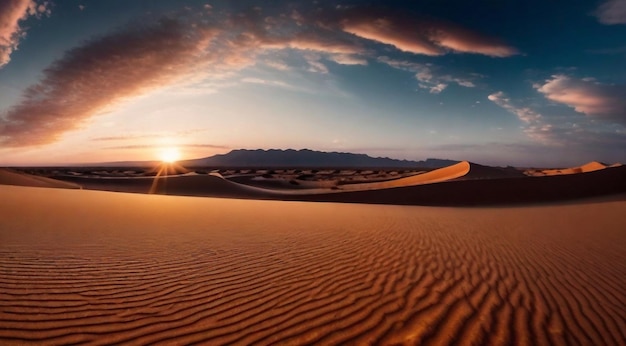 zachód słońca na pustyni panoramiczna scena pustynna piasek na pustyni krajobraz na pustyni