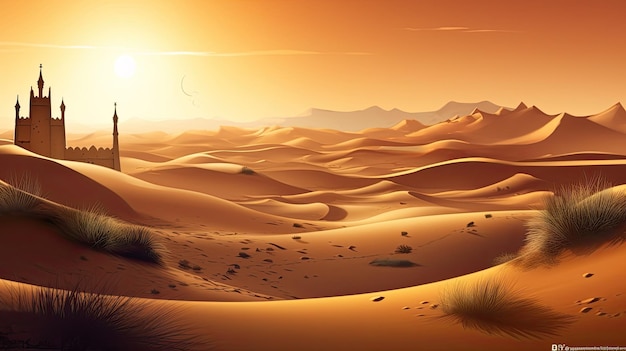 Zachód słońca na pustyni tapeta wspaniała scena wysokiej jakości obraz tła