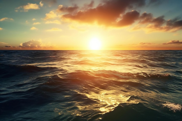 Zachód słońca nad morzem Piękny pejzaż morski Skład natury