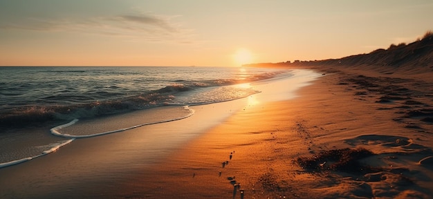 Zdjęcie zachód słońca nad plażągenerative ai