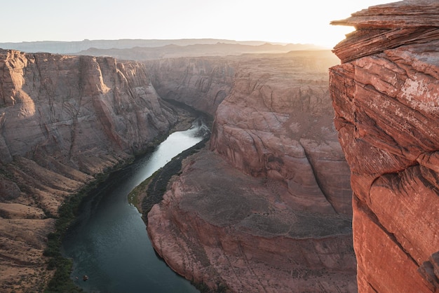 Zachód słońca w kanionie Zakręt podkowy Glen Canyon Zakręt podkowy w Page