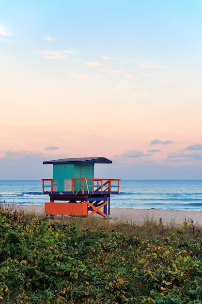 Zachód Słońca W Miami South Beach