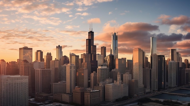 Zdjęcie zachwycający pejzaż miejski chicago
