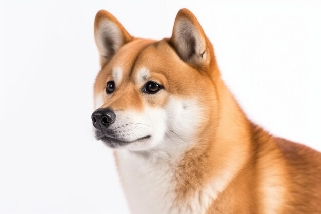 Zachwycający śliczny portret psa shiba inu na białym, odizolowanym tle