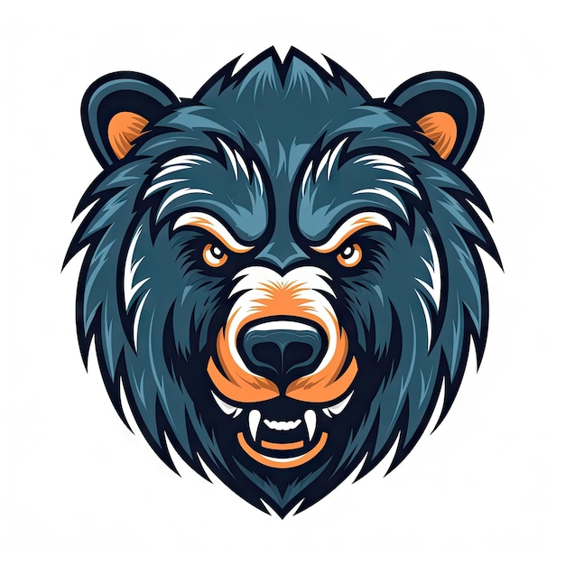 Zaciekła animowana głowa niedźwiedzia do logo i maskotek e-sportu