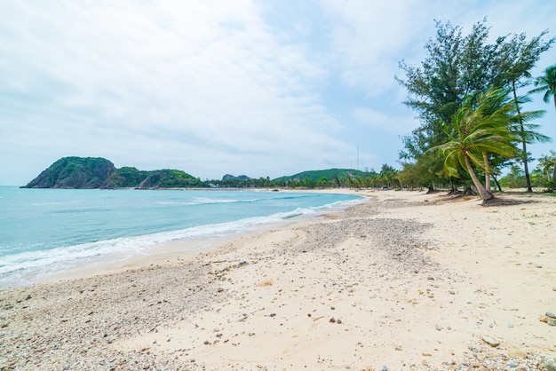 Zaciszna tropikalna plaża turkusowe przezroczyste palmy wodne, Bai Om niezabudowana zatoka Quy Nhon Wietnam centralne wybrzeże cel podróży, biała piasek plaża czyste błękitne niebo