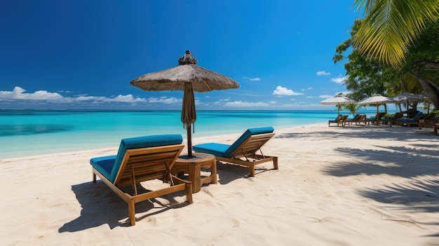 Zaciszne luksusowe fotele wypoczynkowe na wybrzeżu Malediwów