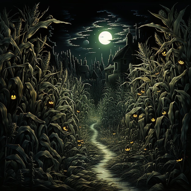 Zaczarowane Halloween Tło, którego tematem jest magiczna noc magii i upiorności