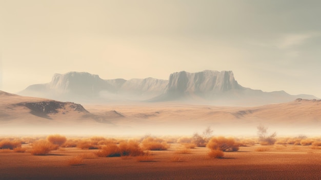 Zdjęcie zadziwiające jesienne pustynie z mgłą 8k uhd image