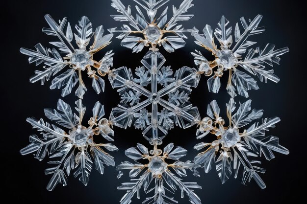 Zadziwiające zbliżenie symetrycznego płatka śniegu