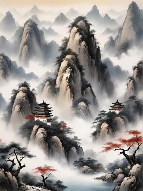 Zdjęcie zadziwiający chiński styl malarstwa