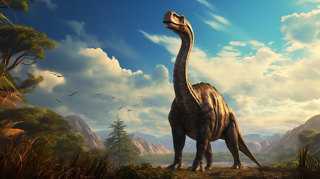 Zafascynowany dinozaur Brachiosaurus