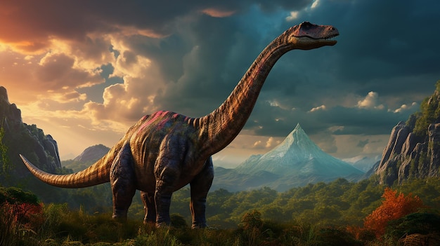 Zafascynowany dinozaur Brachiosaurus