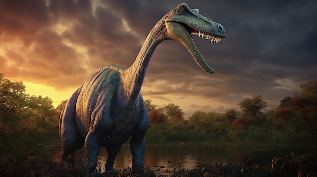 Zafascynowany dinozaur Brachiosaurus