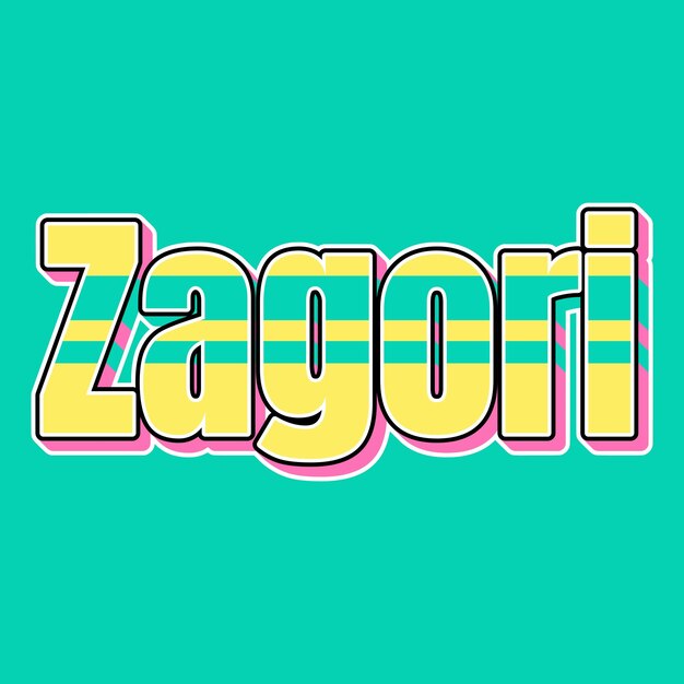 Zdjęcie zagori typography vintage 90s 3d design żółty różowy tekst tło zdjęcie jpg