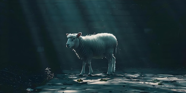 Zagraj Owce na ziemi w perspektywie Światło Koncepcja Kreatywna Fotografia Portrety zwierząt Naturalne oświetlenie Cienie Zachowanie zwierząt