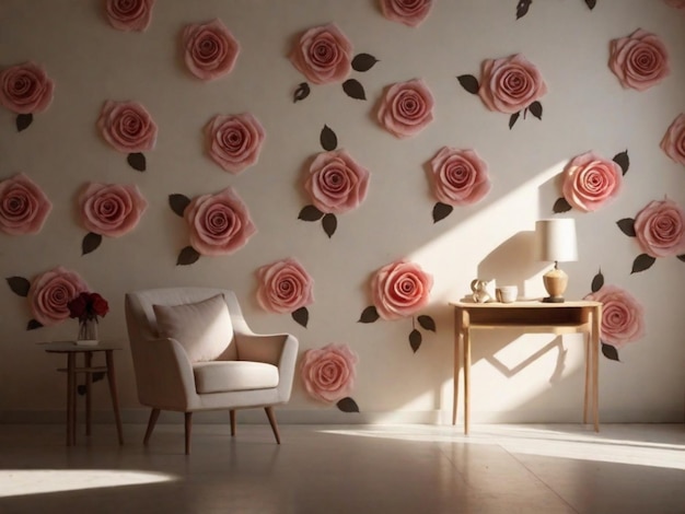 Zagraj z oświetleniem, aby stworzyć efekt cienia róż na ścianie To może dodać subtelny i artystyczny dotyk do tła
