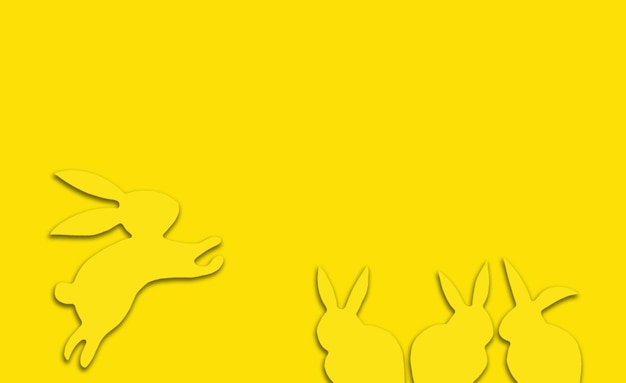 Zajączek na żółtym tle z miejsca kopiowania Wielkanoc tła Widok z góry