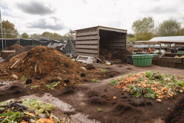 Zakład recyklingu odpadów spożywczych przetwarzający resztki jedzenia w kompost dla lokalnych ogrodów