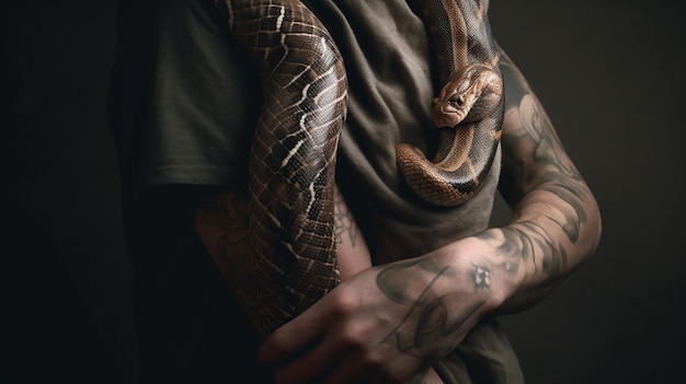 Zaklinacz węży Hipnotyzujący portret mężczyzny splecionego z wężami uchwycony w oszałamiających szczegółach przez Adama Marczyńskiego