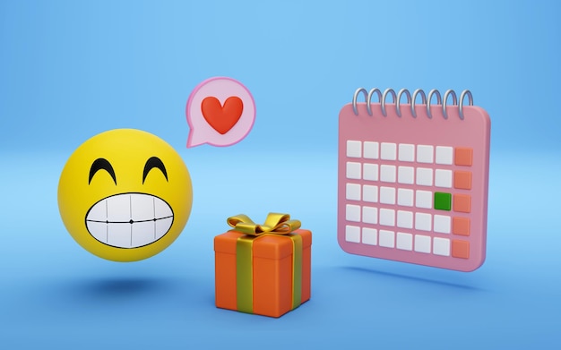 Zakochana emoji daje prezent w wyjątkowy dzień